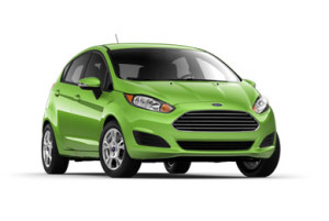 Green ford fiesta with white background