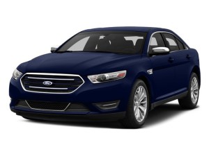 Blue Ford Taurus with white background